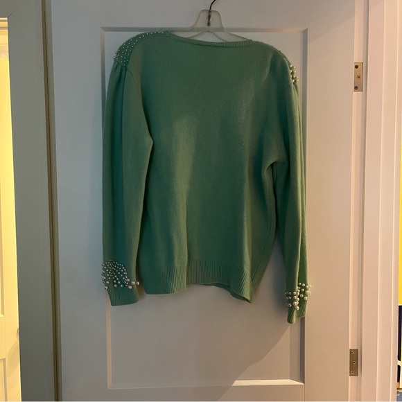Vintage Mint Green Pearl Embellished Lambswool Angora Franco Valeri Sweater - Picture 7 of 8